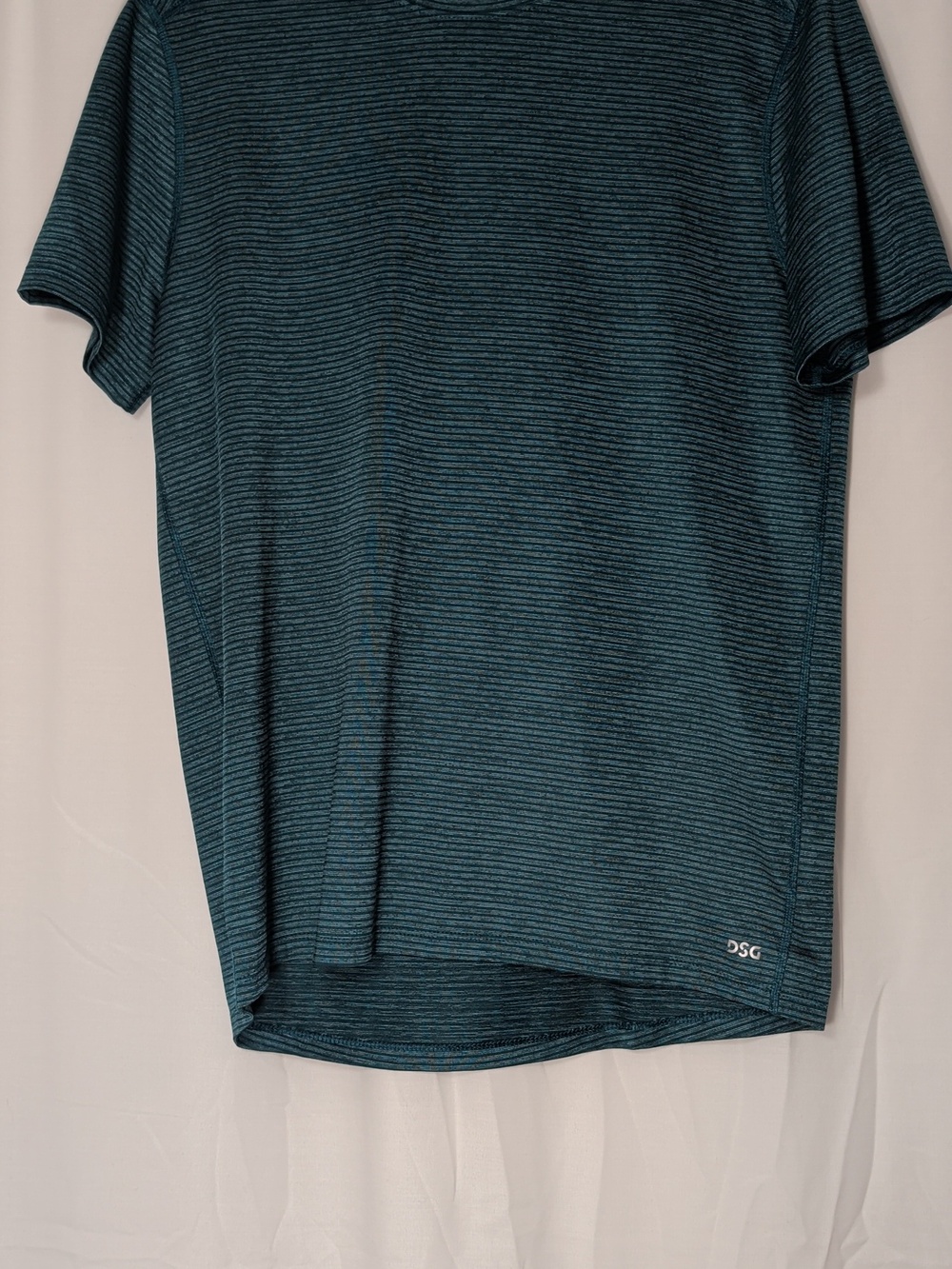 DSG Men's Teal and Black Striped Short-Sleeve Performance Tee